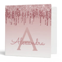 Pink Rose Gold Glitter & Sparkle Monogram 3 Ring Binder Pink Rose Gold Glitter & Sparkle Monogram 3 Ring Binder