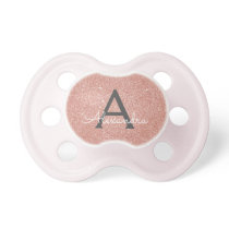 Pink Rose Gold Glitter & Sparkle Monogram Baby Pacifier Pink Rose Gold Glitter & Sparkle Monogram Baby Pacifier