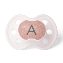 Pink Rose Gold Glitter & Sparkle Monogram Baby Pacifier
