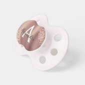 Pink Rose Gold Glitter & Sparkle Monogram Baby Pacifier (Front Right)