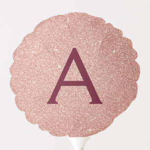 Pink Rose Gold Glitter & Sparkle Monogram Birthday Balloon