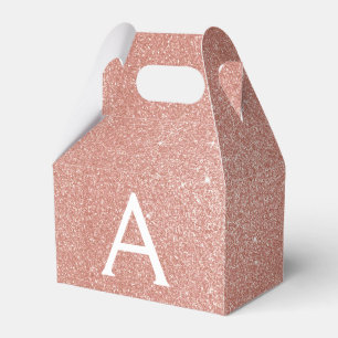 Pink Rose Gold Glitter & Sparkle Monogram Favor Boxes
