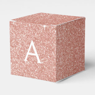 Pink Rose Gold Glitter & Sparkle Monogram Favor Boxes