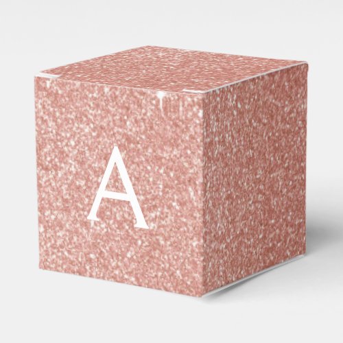 Pink Rose Gold Glitter  Sparkle Monogram Favor Boxes