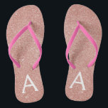 Pink Rose Gold Glitter & Sparkle Monogram Flip Flops<br><div class="desc">Pink Rose Gold Faux Glitter and Sparkle Girly Beach Wedding Flip Flops. These Girly Pink Rose Gold Flip Flops can be customized to include your initial and first name and are a perfect bridal shower,  bachelorette party or birthday party favor on the beach.</div>