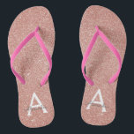 Pink Rose Gold Glitter & Sparkle Monogram Flip Flops<br><div class="desc">Pink Rose Gold Faux Glitter and Sparkle Girly Beach Wedding Flip Flops. These Girly Pink Rose Gold Flip Flops can be customized to include your initial and first name and are a perfect bridal shower,  bachelorette party or birthday party favor on the beach.</div>