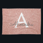 Pink Rose Gold Glitter & Sparkle Monogram Kitchen Towel<br><div class="desc">Pink Rose Gold Faux Glitter and Sparkle Elegant Towels. These Towels can be customized to include your initial and first name.</div>