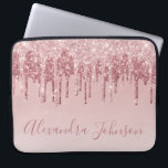 Pink Rose Gold Glitter Sparkle Monogram Laptop Sleeve<br><div class="desc">Blush Pink - Rose Gold Faux Dripping Glitter and Sparkle Elegant Monogram Girly Cute Laptop Computer Case or Sleeve. This case can be customized to include your signature script name.</div>