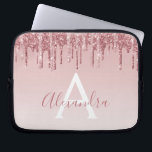 Pink Rose Gold Glitter Sparkle Monogram Laptop Sleeve<br><div class="desc">Blush Pink - Rose Gold Faux Dripping Glitter and Sparkle Elegant Monogram Girly Cute Laptop Computer Case or Sleeve. This case can be customized to include your signature script name.</div>