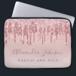 Pink Rose Gold Glitter Sparkle Monogram Laptop Sleeve<br><div class="desc">Blush Pink - Rose Gold Faux Dripping Glitter and Sparkle Elegant Monogram Business Professional Hair and Make Up Beauty Promotional Work Laptop Computer Case or Sleeve. This case can be customized to include your signature script name and job or position title.</div>
