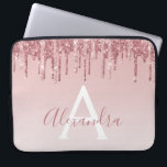 Pink Rose Gold Glitter Sparkle Monogram Laptop Sleeve<br><div class="desc">Blush Pink - Rose Gold Faux Dripping Glitter and Sparkle Elegant Monogram Girly Cute Laptop Computer Case or Sleeve. This case can be customized to include your signature script name.</div>