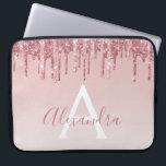 Pink Rose Gold Glitter Sparkle Monogram Laptop Sleeve<br><div class="desc">Blush Pink - Rose Gold Faux Dripping Glitter and Sparkle Elegant Monogram Girly Cute Laptop Computer Case or Sleeve. This case can be customized to include your signature script name.</div>