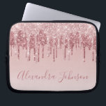 Pink Rose Gold Glitter Sparkle Monogram Laptop Sleeve<br><div class="desc">Blush Pink - Rose Gold Faux Dripping Glitter and Sparkle Elegant Monogram Girly Cute Laptop Computer Case or Sleeve. This case can be customized to include your signature script name.</div>