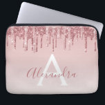 Pink Rose Gold Glitter Sparkle Monogram Laptop Sleeve<br><div class="desc">Blush Pink - Rose Gold Faux Dripping Glitter and Sparkle Elegant Monogram Girly Cute Laptop Computer Case or Sleeve. This case can be customized to include your signature script name.</div>