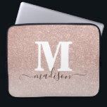 Pink Rose Gold Glitter Sparkle Monogram Script Laptop Sleeve<br><div class="desc">Pink Rose Gold Glitter Sparkle Monogram Script Computer Sleeve</div>