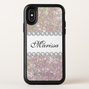 Pink Rose Gold Glitter Sparkles OtterBox Symmetry iPhone X Case