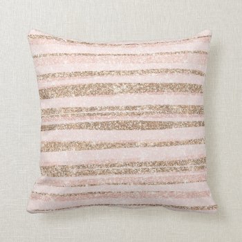 Pink Rose Gold Glitter Stylish Geometric Stripes Throw Pillow by girlygirlgraphics at Zazzle