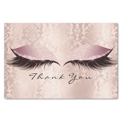 Pink Rose Gold Glitter Thank Bridal Eye Lashes Tissue Paper