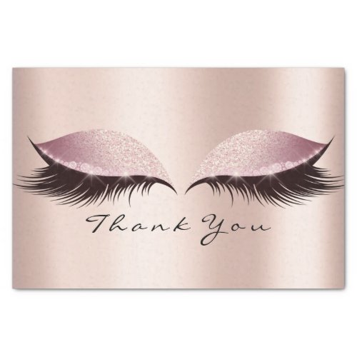 Pink Rose Gold Glitter Thank You Eyes Lashes Tissue Paper