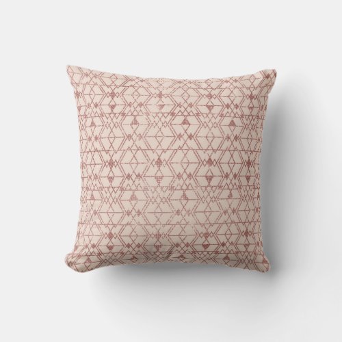 Pink Rose Gold Glitter Triangle Tribal Geometric Throw Pillow