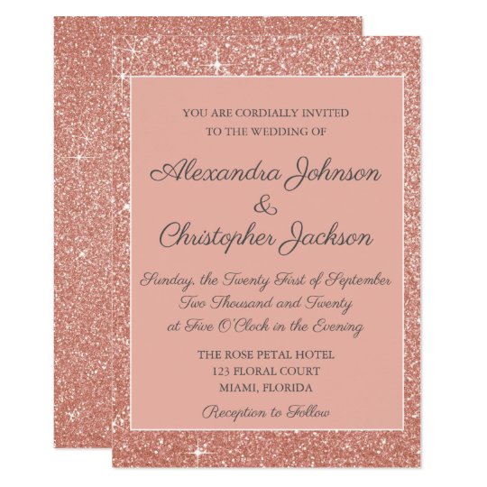 Pink Rose Gold Glitter Wedding Invitation | Zazzle.com