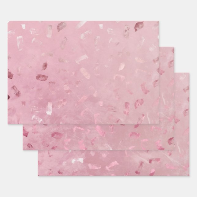 Pink Rose Gold Glitter Wrapping Paper Sheets (Set)