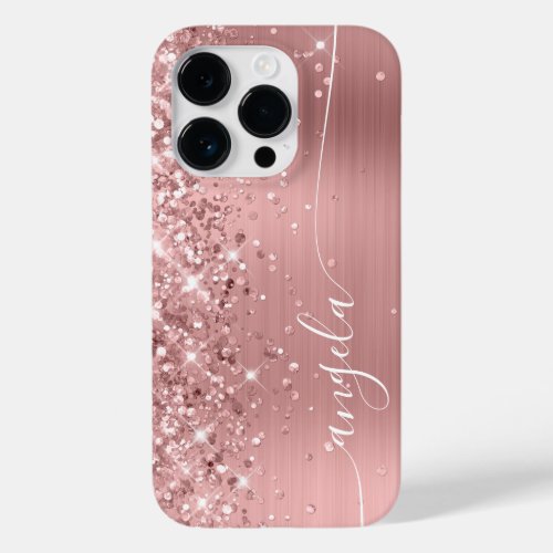 Pink Rose Gold Glittery Glam Signature Case_Mate iPhone 14 Pro Case