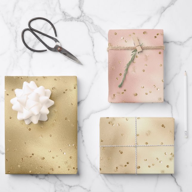 Pink Rose Gold Glitz Sparkle   Wrapping Paper Sheets (Front)