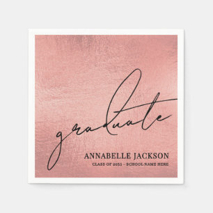 Pink Rose Gold Graduation Napkins