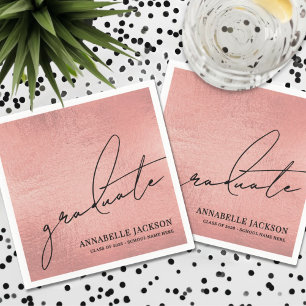 Pink Rose Gold Graduation Napkins