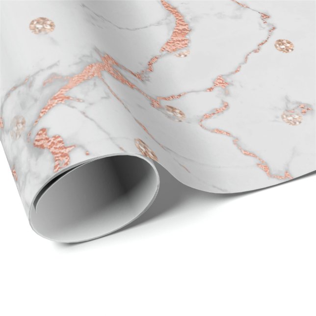 Pink Rose Gold Gray Marble Crystals Swarovski Wrapping Paper (Roll Corner)