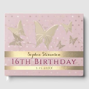 Pink Rose Gold Guest Book