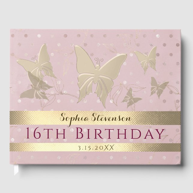 Pink Rose Gold Guest Book (Front)