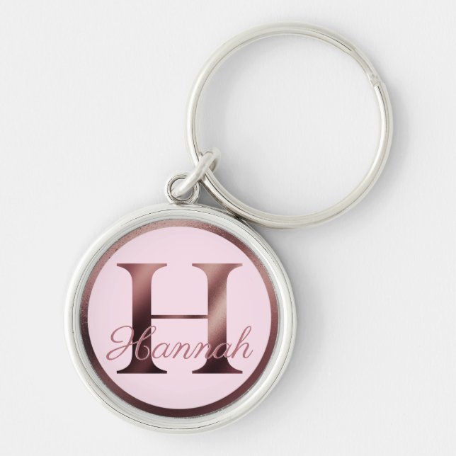 Pink Rose Gold H Monogram Keychain (Front)