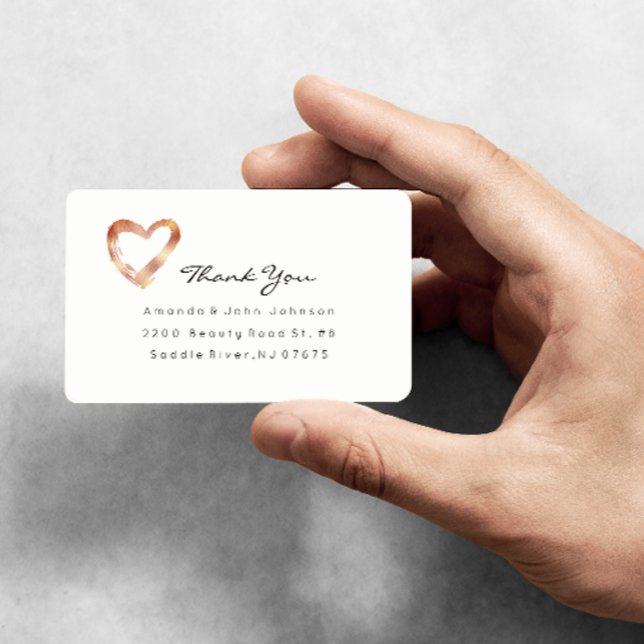 Pink Rose Gold Heart Blush White Custom Thank You Label (Creator Uploaded)