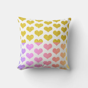 Pink Rose Gold Hearts Patterns Ombre 2022 Cute Outdoor Pillow