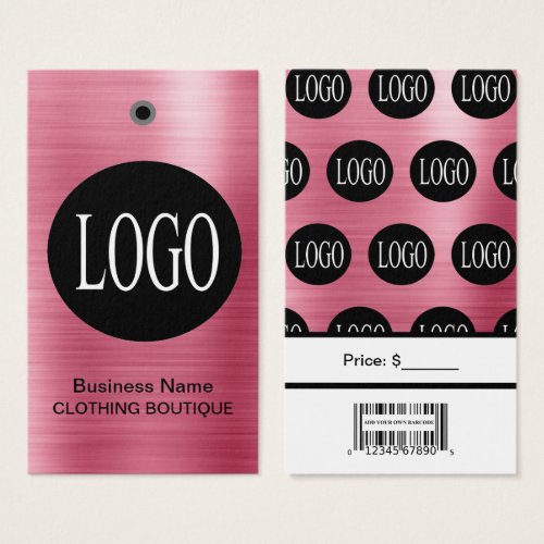 Pink Rose Gold Logo with Bar Code Price Tags 