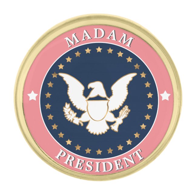 Pink Rose Gold Madam President Kamala Finish Lapel Pin (Front)