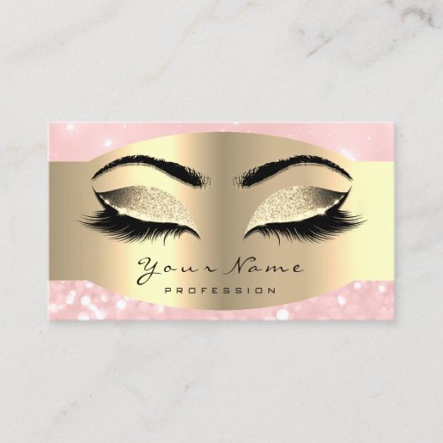Pink Rose Gold Makeup Artist Lash Black Brows Appointment Card