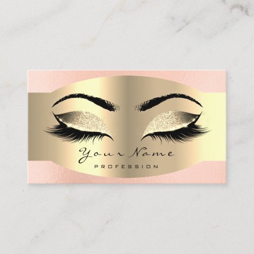 Pink Rose Gold Makeup Artist Lash Extension Brows Appointment Card