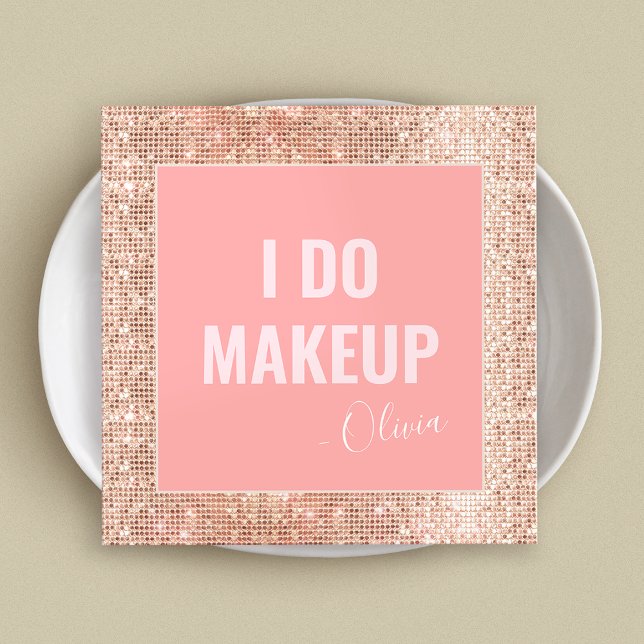 Pink Rose Gold Makeup Artist  Square Business Card (Creator Uploaded)