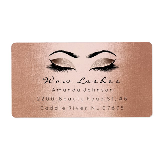 Pink Rose Gold Makeup Lashes Extension Copper Label (Front)