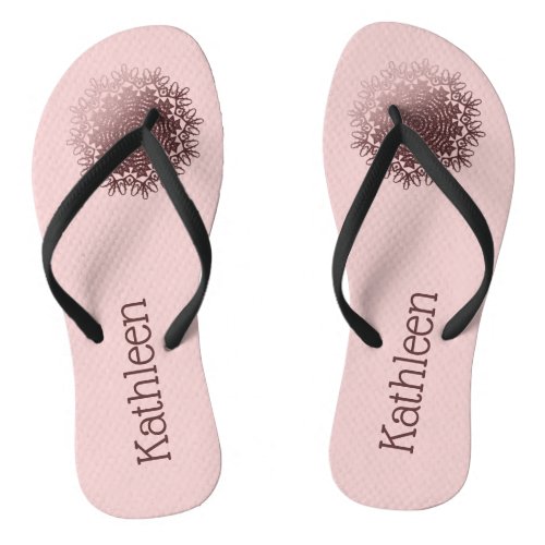 Pink Rose Gold Mandala Personalized  Flip Flops