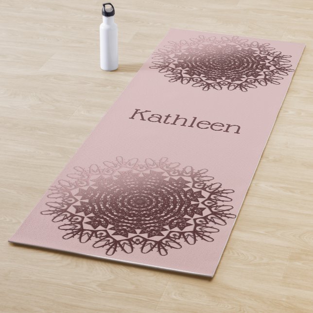 Pink Rose Gold Mandala Personalized  Yoga Mat (In Situ)