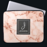 Pink Rose Gold Marble Elegant Monogram Laptop Sleeve<br><div class="desc">Pink Rose Gold Faux Marble Elegant Monogram Case. This case can be customized to include your initial and full name.</div>