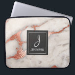 Pink Rose Gold Marble Elegant Monogram Laptop Sleeve<br><div class="desc">Pink Rose Gold Faux Marble Elegant Monogram Case. This case can be customized to include your initial and full name.</div>