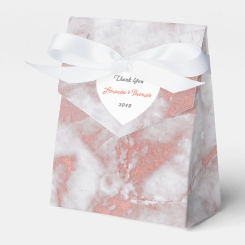 Pink Rose Gold Marble Heart Birthday Wedding Favor Favor Boxes