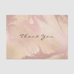 Pink Rose Gold Marble Metal Silk Thank You Name Tissue Paper