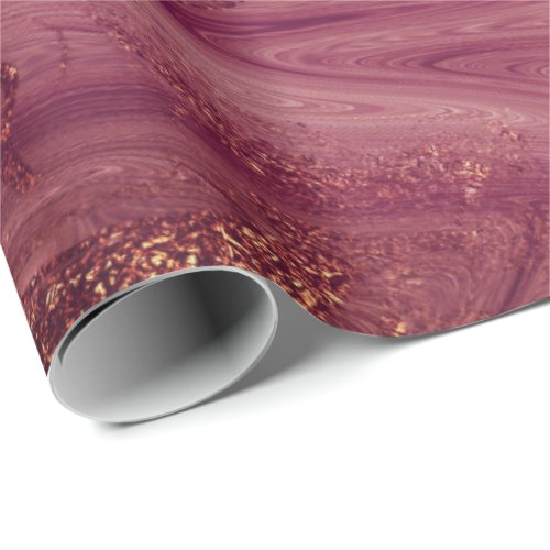 Pink Rose Gold Marble Molten Burgundy Blush Wrapping Paper