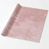 Pink Rose Gold Marble Molten Pastel Shiny Wrapping Paper (Unrolled)